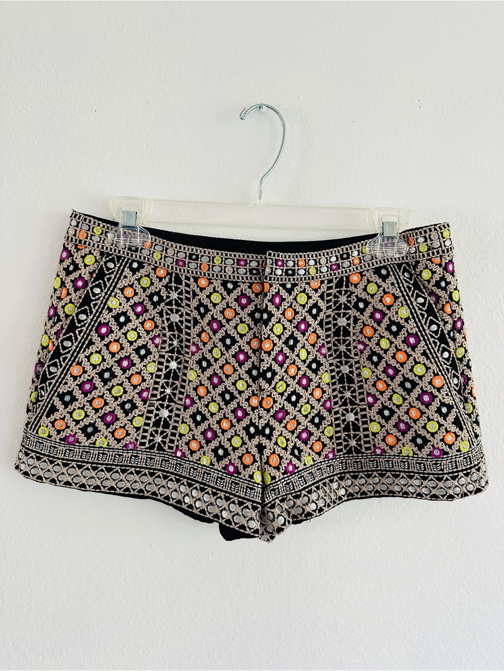Zara Embroidered Embellished Shorts Sequin Olivia Palermo Bloggers M
